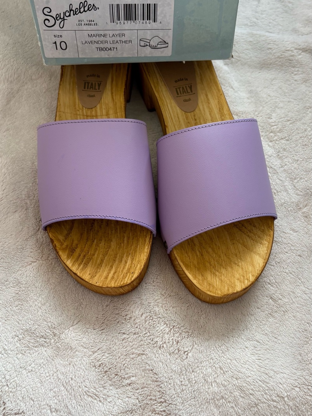 Seychelles Lavender Leather Slide Clogs